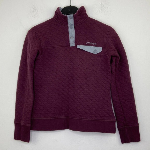 Spyder Other - Spyder Girl's Small Jacket Purple Quilted High Neck Button Pullover Flaw AM30